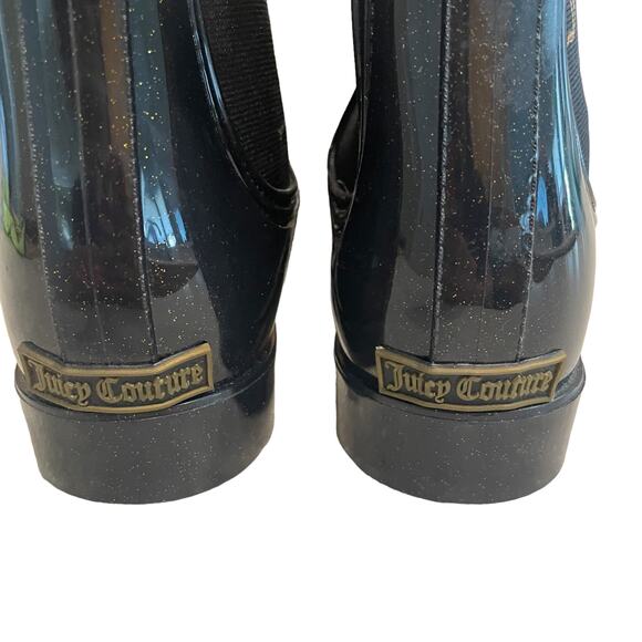 Juicy Couture Rori Women's Size 10  Rain Ankle Boots Black Glitter Sparkle - Picture 8 of 10